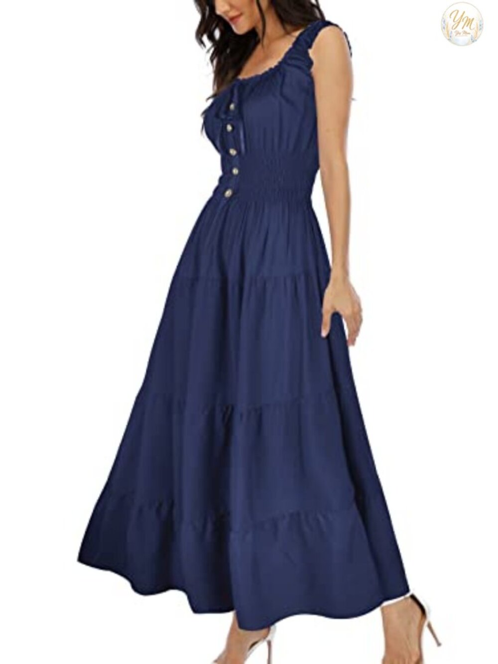 Boho Floral Print Tiered Sleeveless Flowy Maxi Dress Summer Beach
